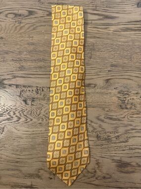 Robert Talbott Gold and Blue Geometric Silk Tie